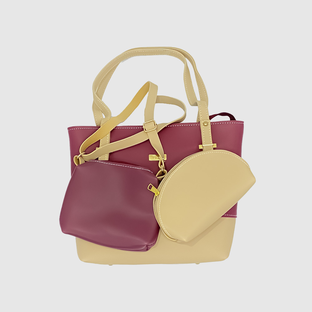 Doir Maroon & Gray Tote Bag